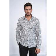 Bloom Patterned Dark Slim-Fit Grey Men's Shirt