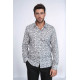 Bloom Patterned Dark Slim-Fit Grey Men's Shirt