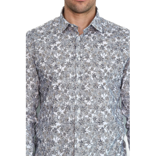Bloom Patterned Grey Slim-Fit Shirt