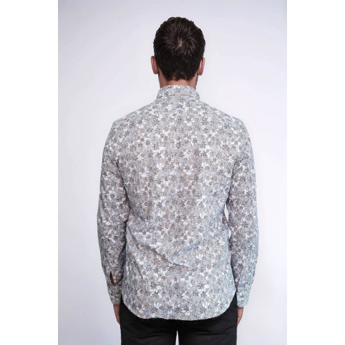 Bloom Patterned Grey Slim-Fit Shirt