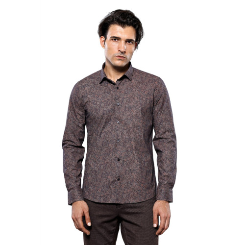 Brown Patterned Shirts For Men