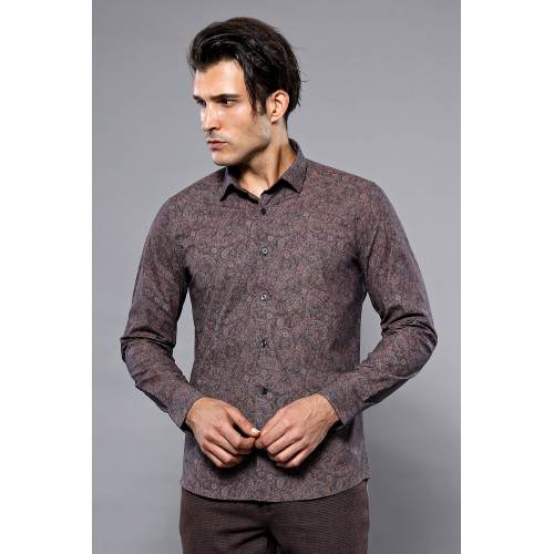 Brown Patterned Shirts For Men