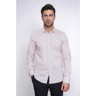 Claret Red Tiny Check Patterned Slim-Fit Men's Shirt