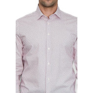 Claret Red Tiny Check Patterned Slim-Fit Men's Shirt