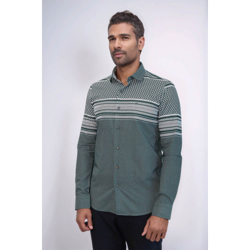 Green Diamond Patterned Shirt