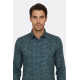 Bloom Patterned Green Slim-Fit Shirts For Men