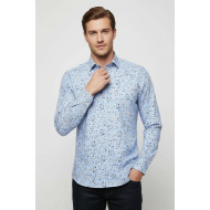Patterned Cotton Light Blue Shirts For Men