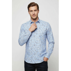 Patterned Cotton Light Blue Shirts For Men