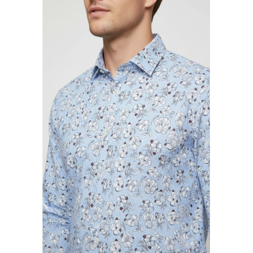 Patterned Cotton Light Blue Shirts For Men
