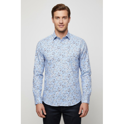 Patterned Cotton Light Blue Shirts For Men