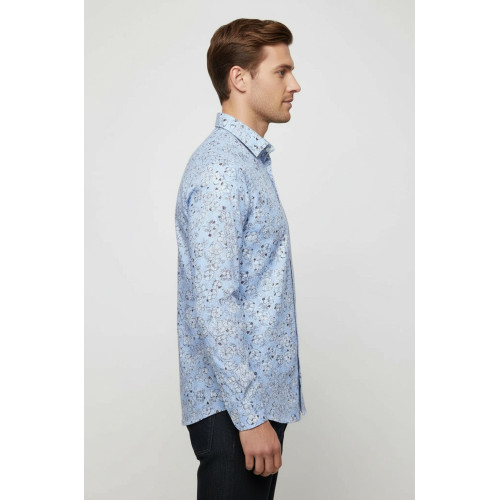 Patterned Cotton Light Blue Shirts For Men