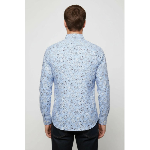 Patterned Cotton Light Blue Shirts For Men