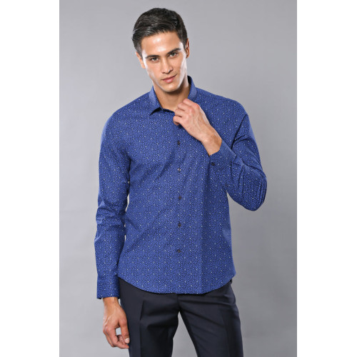 Patterned Long-Sleeve Shirts For Men | Blue