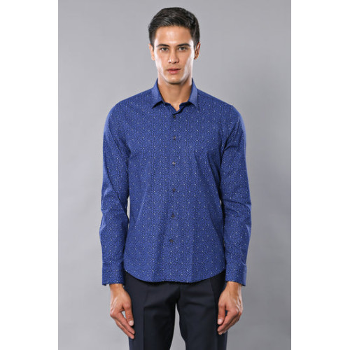 Patterned Long-Sleeve Shirts For Men | Blue