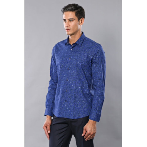 Patterned Long-Sleeve Shirts For Men | Blue