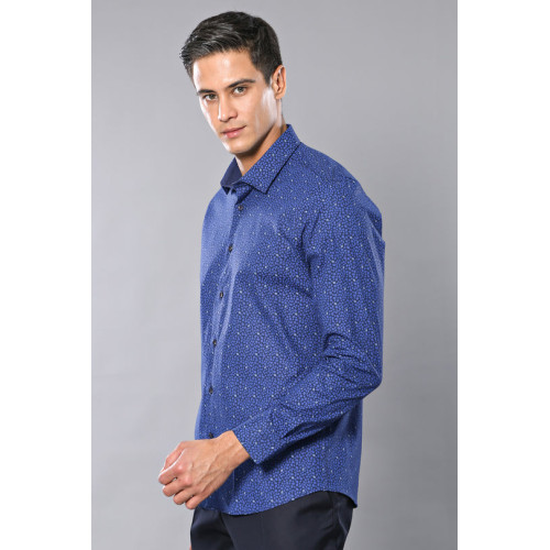 Patterned Long-Sleeve Shirts For Men | Blue