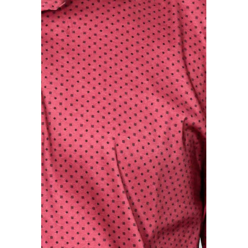 Patterned Slim-Fit Burgundy Men's Shirt