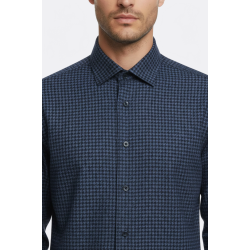 Patterned Slim Fit Navy Blue Shirts For Men