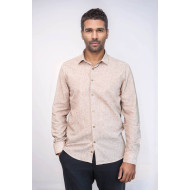 Slim-Fit Patterned Brown Men's Shirt
