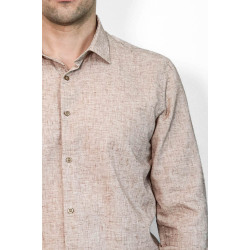 Slim-Fit Patterned Brown Men's Shirt