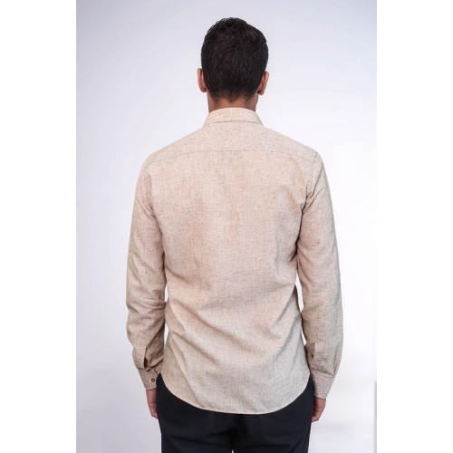 Slim-Fit Patterned Brown Men's Shirt