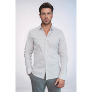 White Tiny Check Patterned Slim-Fit Shirt