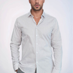 White Tiny Check Patterned Slim-Fit Shirt