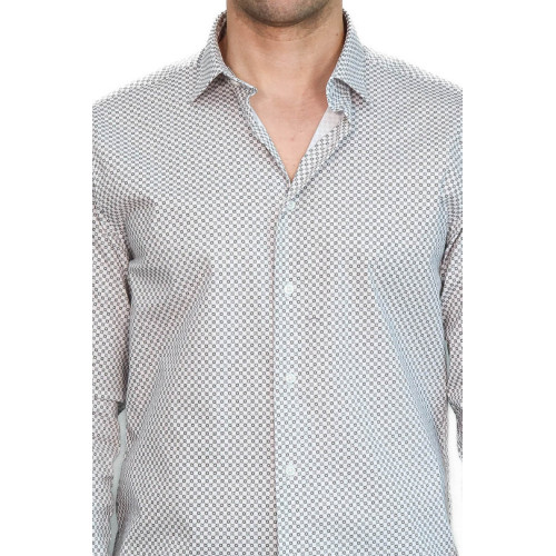 White Tiny Check Patterned Slim-Fit Shirt
