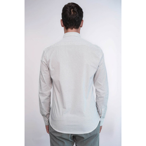 White Tiny Check Patterned Slim-Fit Shirt