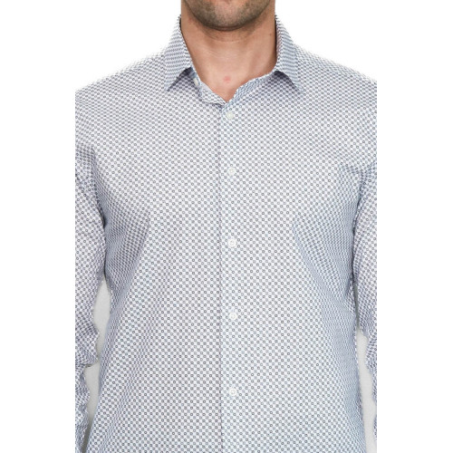 White Tiny Check Patterned Slim-Fit Shirt