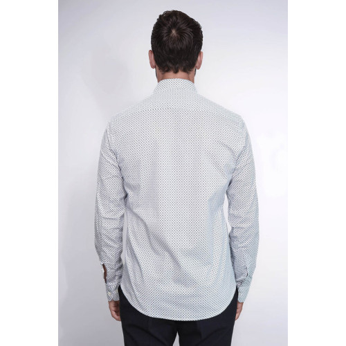 White Tiny Check Patterned Slim-Fit Shirt
