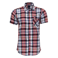 Checked Patterned Short Sleeve Men Shirt