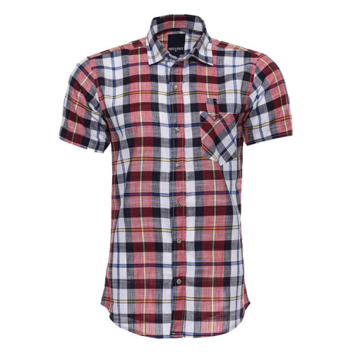 Checked Patterned Short Sleeve Men Shirt