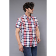Checked Patterned Short Sleeve Men Shirt