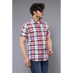 Checked Patterned Short Sleeve Men Shirt
