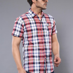 Checked Patterned Short Sleeve Men Shirt