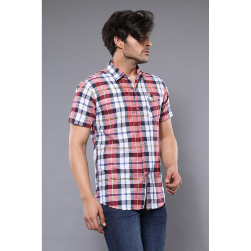 Checked Patterned Short Sleeve Men Shirt
