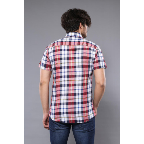 Checked Patterned Short Sleeve Men Shirt