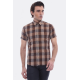 Checked Short-Sleeve Brown Men Shirt