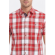 Checked Short-Sleeve Burgundy Men Shirt