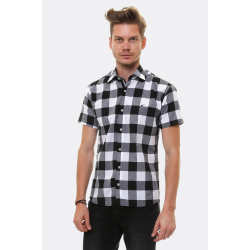 Checked Short-Sleeve White-Black Men's Shirt