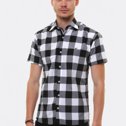 Checked Short-Sleeve White-Black Men's Shirt