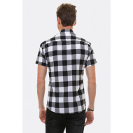 Checked Short-Sleeve White-Black Men's Shirt
