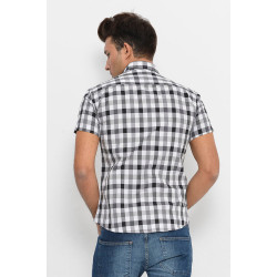 Checked Short-Sleeve White-Black Men Shirt