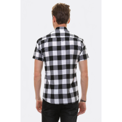 Checked Short-Sleeve White-Black Men's Shirt