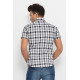 Checked Short-Sleeve White-Black Men Shirt