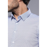Patterned Short-Sleeve Blue Men's Shirt