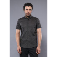 Patterned Short-Sleeves Khaki Men's Shirt