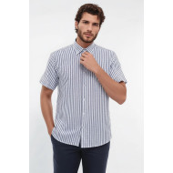 Regular Striped Short-Sleeve White Shirt