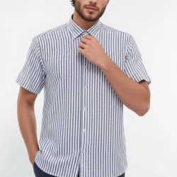 Regular Striped Short-Sleeve White Shirt
